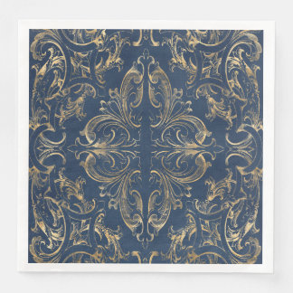 Guardanapo De Papel De Jantar Ornamentado Vintage de ouro azul Dourado