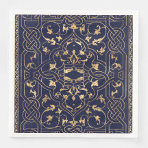 Ornamentado Vintage de ouro azul Dourado