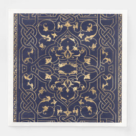 Guardanapo De Papel De Jantar Ornamentado Vintage de ouro azul Dourado