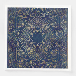 Guardanapo De Papel De Jantar Ornamentado Vintage de ouro azul Dourado