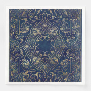 Guardanapo De Papel De Jantar Ornamentado Vintage de ouro azul Dourado