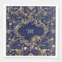 Ornamentado Vintage de ouro azul Dourado