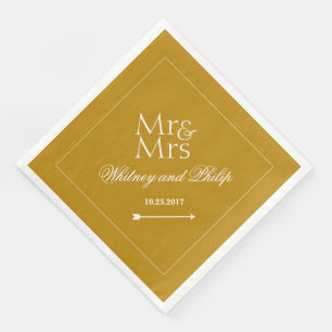 Guardanapo De Papel De Jantar Ouro chique personalizado da recepção de casamen