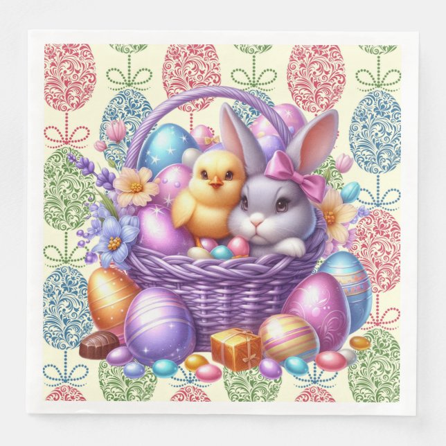 Guardanapo De Papel De Jantar Ovos Decorados (Frente)