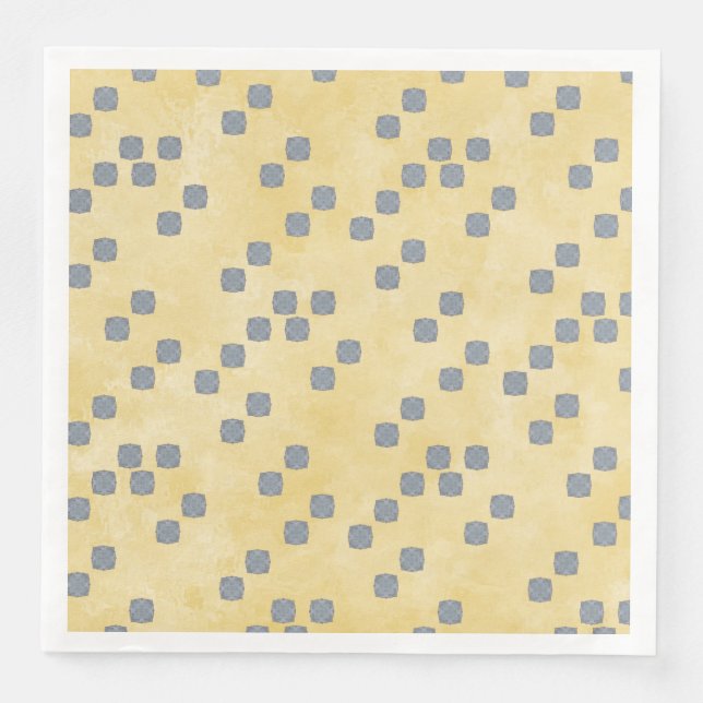 Guardanapo De Papel De Jantar Padrão Bolinhas Contemporâneo Amarelo, Cinza Azul (Frente)