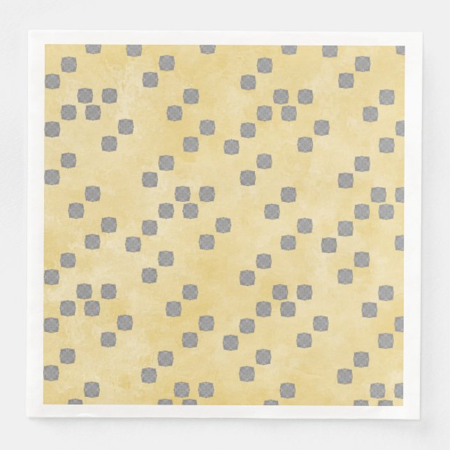 Guardanapo De Papel De Jantar Padrão Bolinhas Contemporâneo Amarelo e Cinza (Frente)