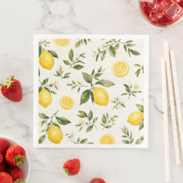 Guardanapo De Papel De Jantar Padrão Botânico de Flor de Limão em Aquarela Elega
