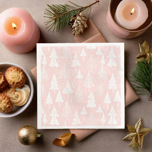 Guardanapo De Papel De Jantar Padrão branco rosa de Natal nº 6 ID1009