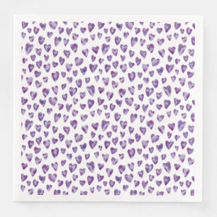 Guardanapo De Papel De Jantar Padrão cardíaco de amor roxo