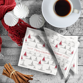 Guardanapo De Papel De Jantar Padrão de Árvore de Natal Vermelho nº 5 ID1009