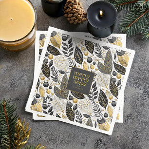 Guardanapo De Papel De Jantar Padrão de Feliz de Natal Dourado preto nº 21 ID100
