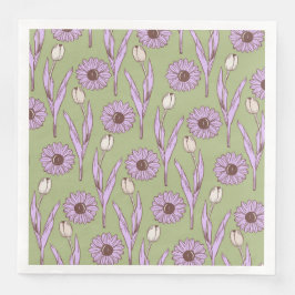 Guardanapo De Papel De Jantar Padrão de Flor de Hippie Funky Y2K Retro Roxo Verd