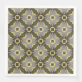 Guardanapo De Papel De Jantar Padrão de Flores Amarelas, Cinzas e Pretas