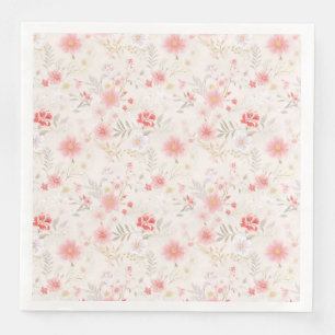 Guardanapo De Papel De Jantar Padrão de Flores Rosa Pastel Vermelho Branco