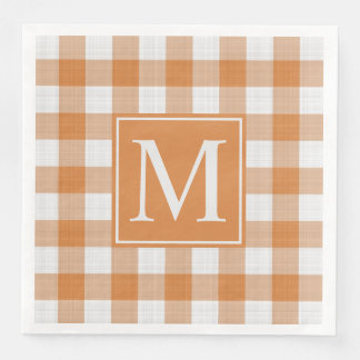 Guardanapo De Papel De Jantar Padrão de Gingham Laranja de Pumpkin Personalizado