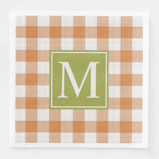 Guardanapo De Papel De Jantar Padrão de Gingham Verde Laranja de Pumpkin Persona