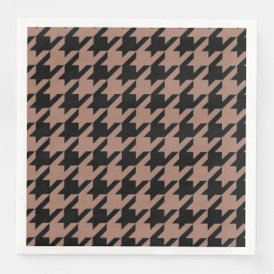 Guardanapo De Papel De Jantar Padrão de houndstoth preto-e-marrom-chic
