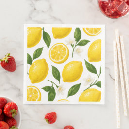 Guardanapo De Papel De Jantar Padrão de Limão Fresco com Folhas e Flores