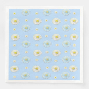 Guardanapo De Papel De Jantar Padrão de Margarida Branca em Fundo Azul Claro