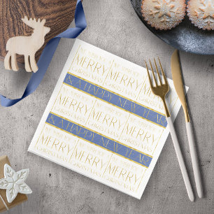 Guardanapo De Papel De Jantar Padrão de Natal Blue Gold #35 ID1009
