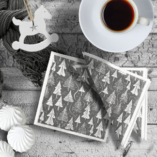 Guardanapo De Papel De Jantar Padrão de Natal branco preto nº 6 ID1009