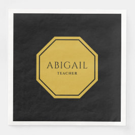 Guardanapo De Papel De Jantar Padrão de Nome e Título Personalizado Elegante