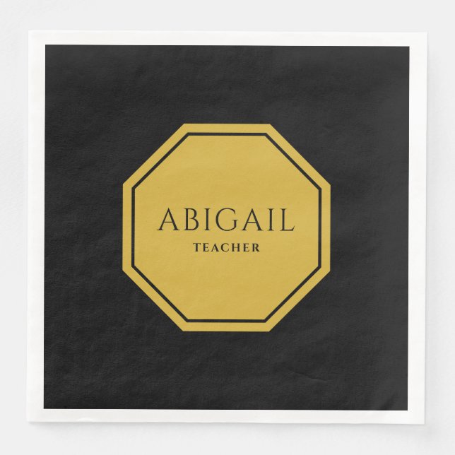 Guardanapo De Papel De Jantar Padrão de Nome e Título Personalizado Elegante (Frente)