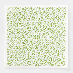 Guardanapo De Papel De Jantar Padrão de número aleatório de 35 anos verde/branco