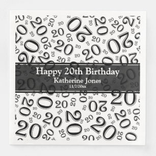 Guardanapo De Papel De Jantar Padrão de Número Aleatório de Aniversário de 20