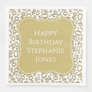Guardanapo De Papel De Jantar Padrão de Número Aleatório de Aniversário Dourado/