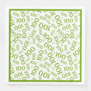 Guardanapo De Papel De Jantar Padrão de Número Aleatório Verde/Branco 100
