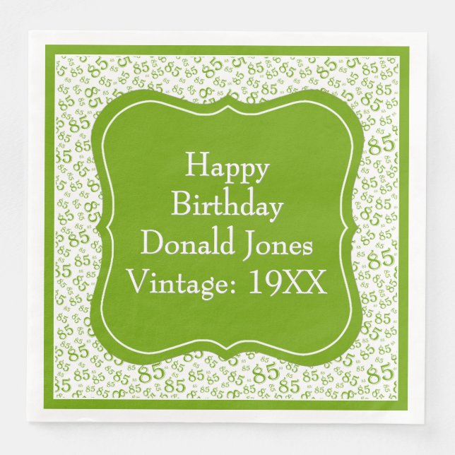 Guardanapo De Papel De Jantar Padrão de número de colchete verde/branco de anive (Frente)