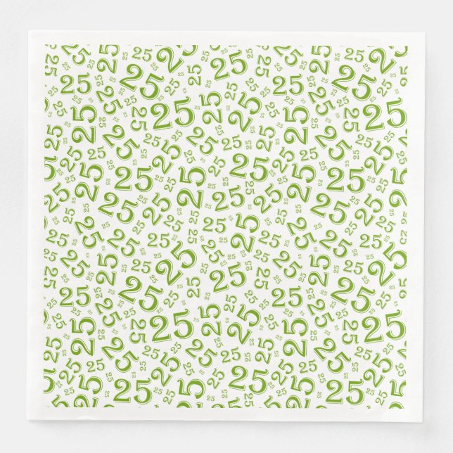 Guardanapo De Papel De Jantar Padrão de Números Aleatórios 25 Verde/Branco (Frente)