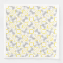 Guardanapo De Papel De Jantar Padrão de ondas sísmicas amarelas, Cinzas e branca