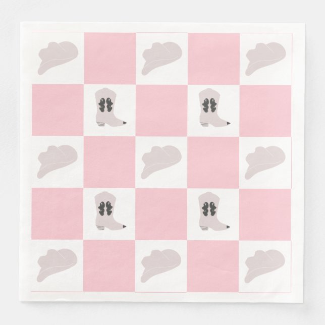 Guardanapo De Papel De Jantar Padrão de Rodeio de Garota Cowgirl Vermelhos Moder (Frente)