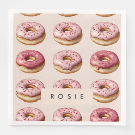 Guardanapo De Papel De Jantar Padrão de Rosquinha rosa personalizado monograma