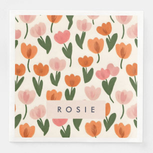 Guardanapo De Papel De Jantar Padrão de Tulip de Primavera de Cute Personalizado
