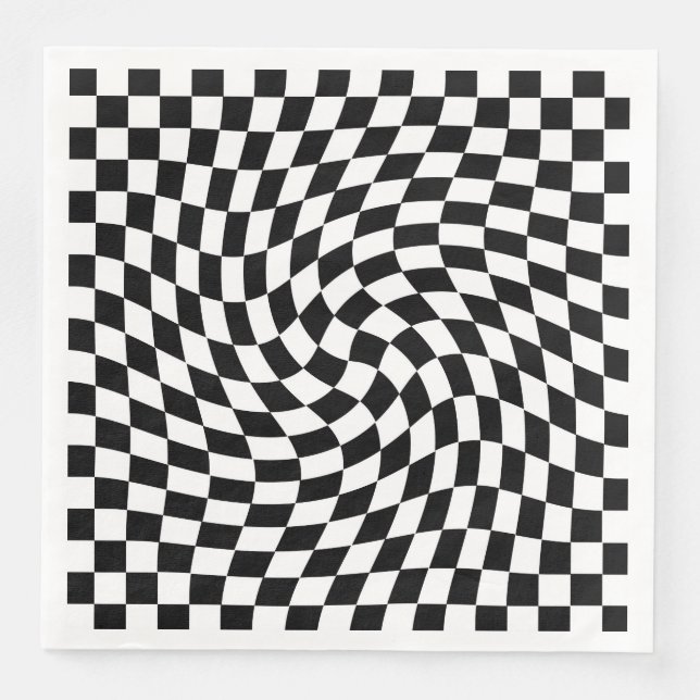 Guardanapo De Papel De Jantar Padrão de Verificação de Preto e Branco (Frente)