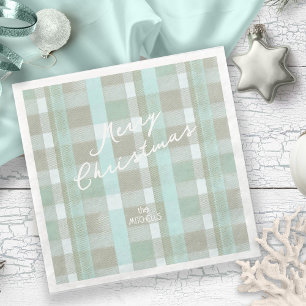 Guardanapo De Papel De Jantar Padrão de Xadrez de Natal Costeiro nº 2 ID1009
