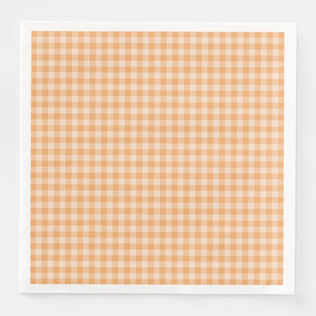 Guardanapo De Papel De Jantar Padrão de Xadrez Laranja (Frente)
