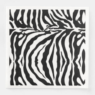 Guardanapo De Papel De Jantar Padrão de zebra branca e preta, animais safari