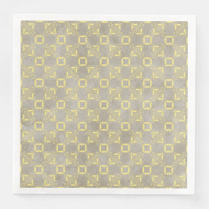 Guardanapo De Papel De Jantar Padrão dos quadrados Abstrato Amarelo e Cinza