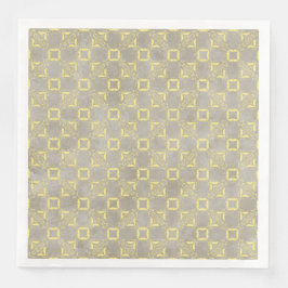 Guardanapo De Papel De Jantar Padrão dos quadrados de Abstrato Amarelo e Cinza