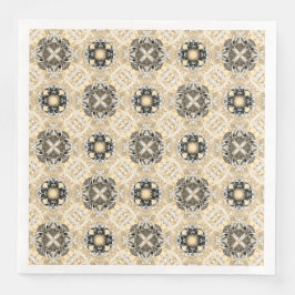 Guardanapo De Papel De Jantar Padrão Dourado, bege, taupe e gemstones pretos