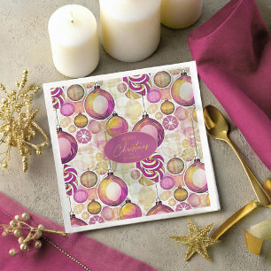 Guardanapo De Papel De Jantar Padrão Dourado de Natal magenta nº 6 ID1009