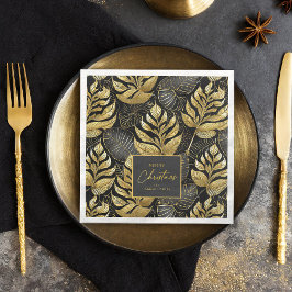 Guardanapo De Papel De Jantar Padrão Dourado de Natal preto nº 29 ID1009
