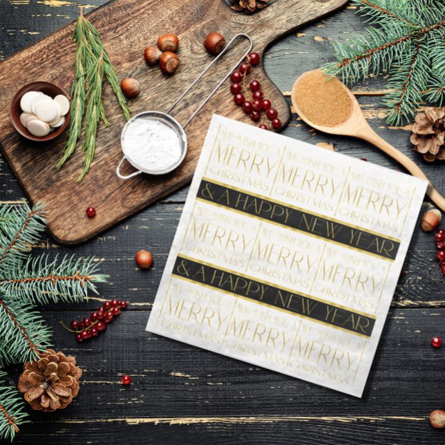 Guardanapo De Papel De Jantar Padrão Dourado de Natal preto nº 35 ID1009 (Criador carregado)
