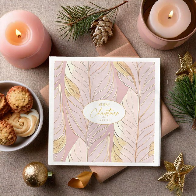 Guardanapo De Papel De Jantar Padrão Dourado de Natal rosa nº 29 ID1009 (Criador carregado)
