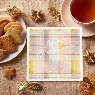Guardanapo De Papel De Jantar Padrão Dourado de Natal rosa nº 7 ID1009