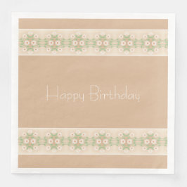 Guardanapo De Papel De Jantar Padrão Floral Branco Com bege